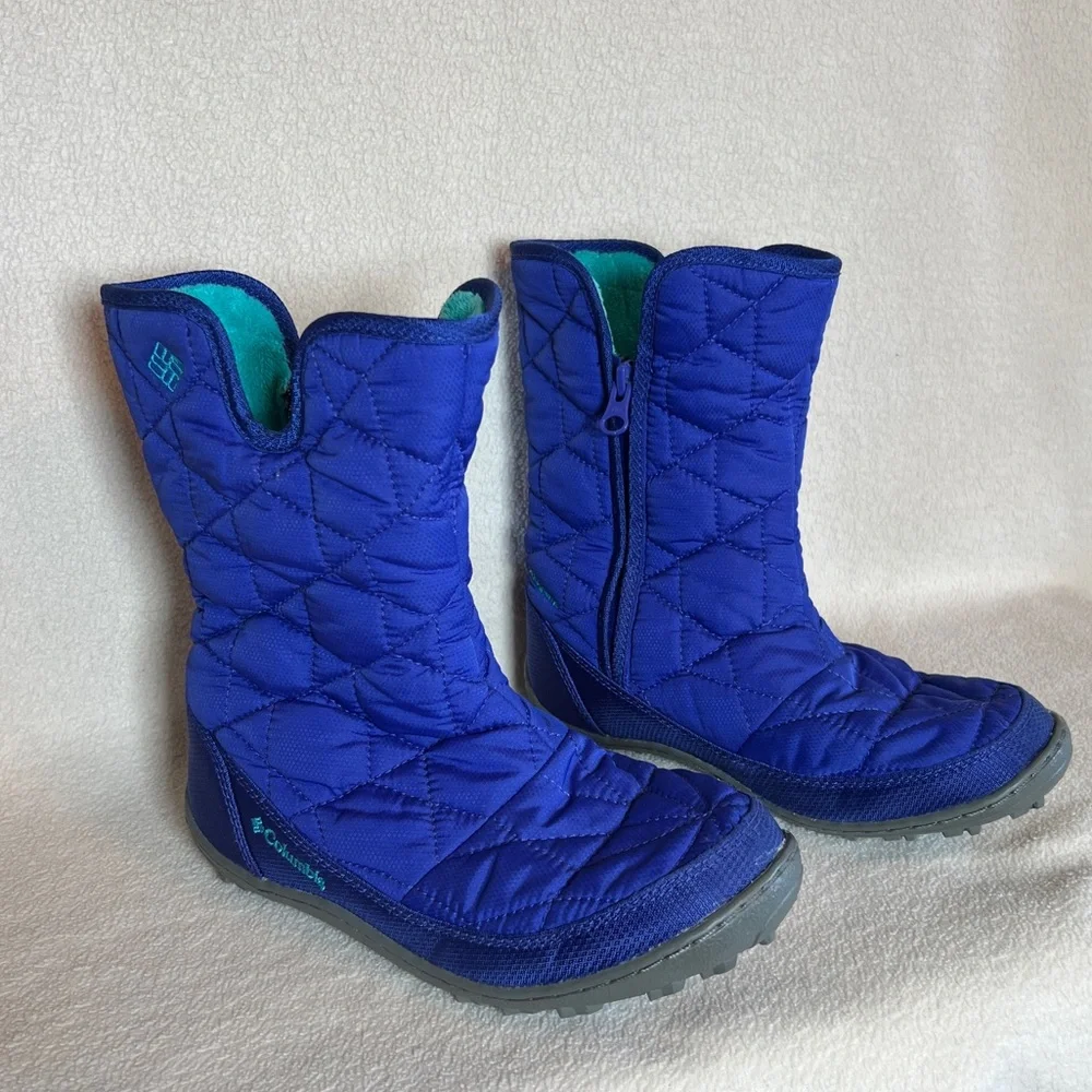 Columbia Blue Quilted Winter Boots kids Girls Size 3 Minx Slip Iii
